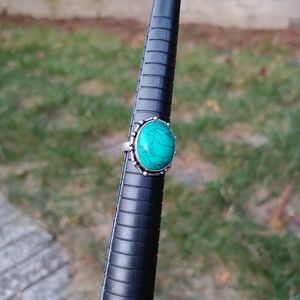 NWT Boutique Size 6 Ring, silver & turquoise